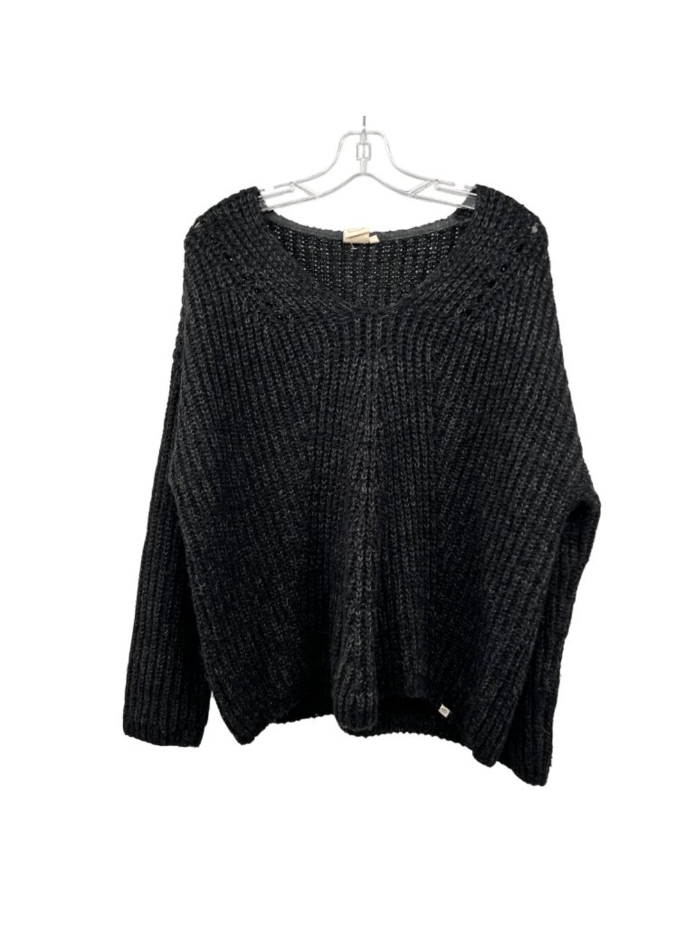 Rip Curl Womens Oversized Knit Sweater Black/Gray Ribbed Size Medium